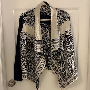 Lucky Brand Geometric Patterned Open Front Sweater